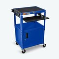 Fine-Line Adjustable Height Steel AV Cart with Pullout Keyboard Tray Cabinet, Blue FI3566678